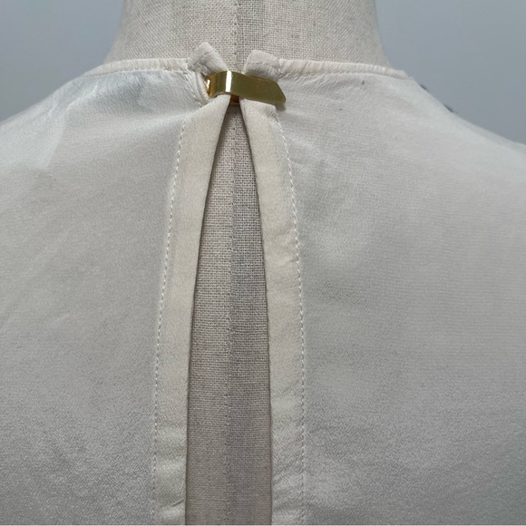 Sandro Silk Floral 3/4 Sleeve Ivory Green Blouse Size 1 Small - Picture 8 of 12